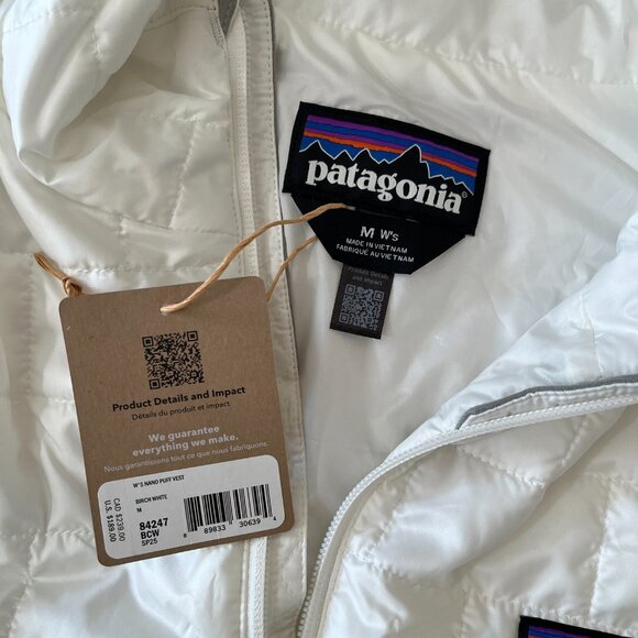 New Women's Patagonia Nano Puff Insulated Vest 84247 BIRCH WHITE Medium - Picture 4 of 10